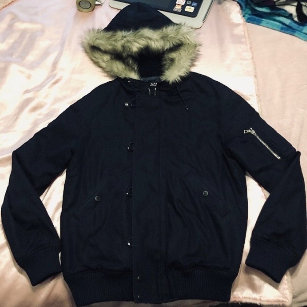 A.P.C. Rue Madame Paris fur hooded coat